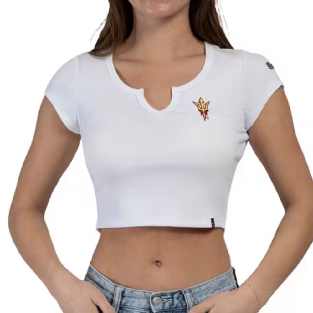 Hype and Vice ASU Arizona State Sun Devils Women’s White Cali Crop Top